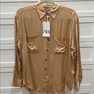 Zara silky button down blouse shirt